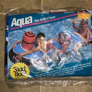 Vintage AQUA New Pool Float 3 Kid Float Triple the Fun Giant Queen Merry Float a